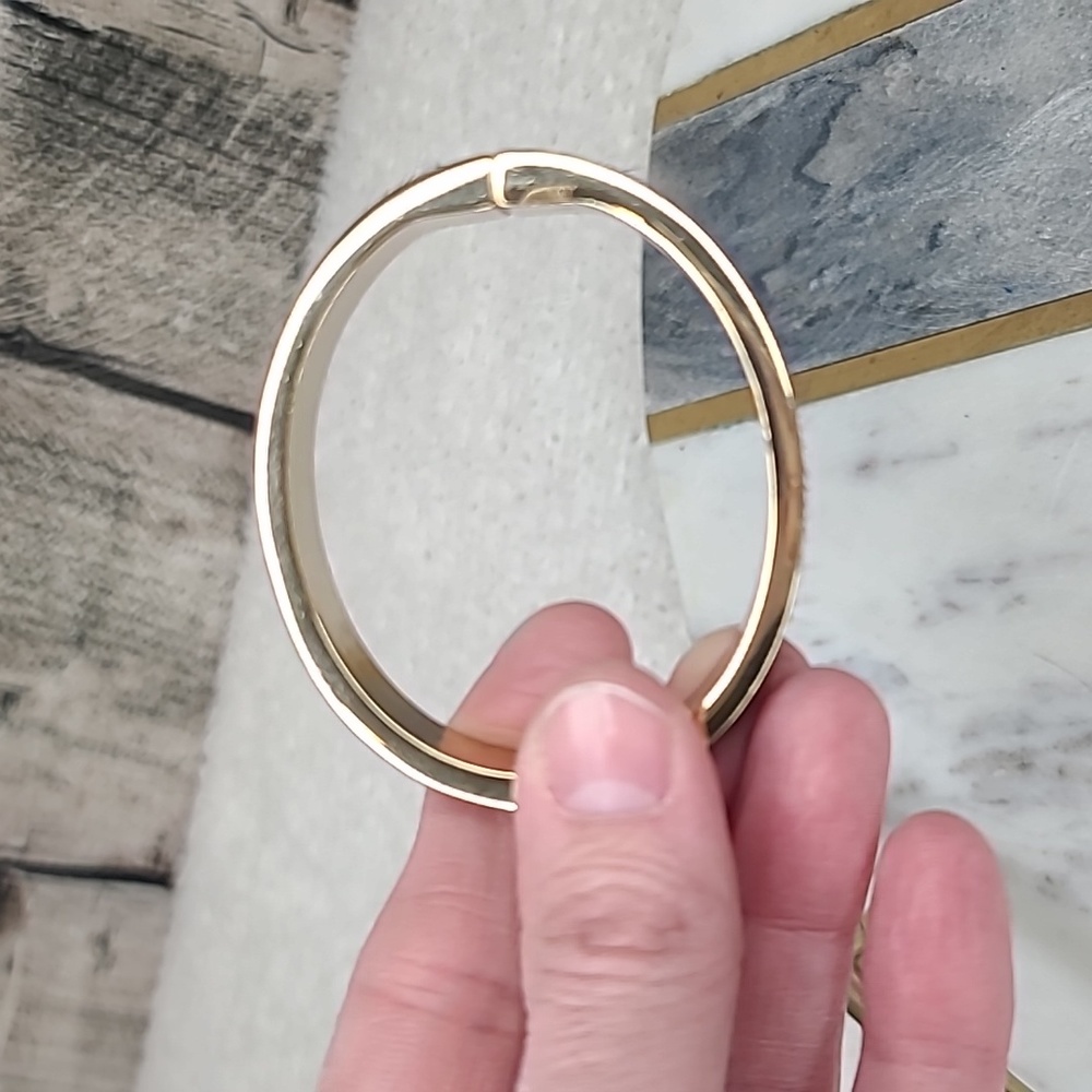 J Crew Gold Plated Enamel Bangle & Hinged Calf Hair Bracelet in Black & Gold - Picture 12 of 16